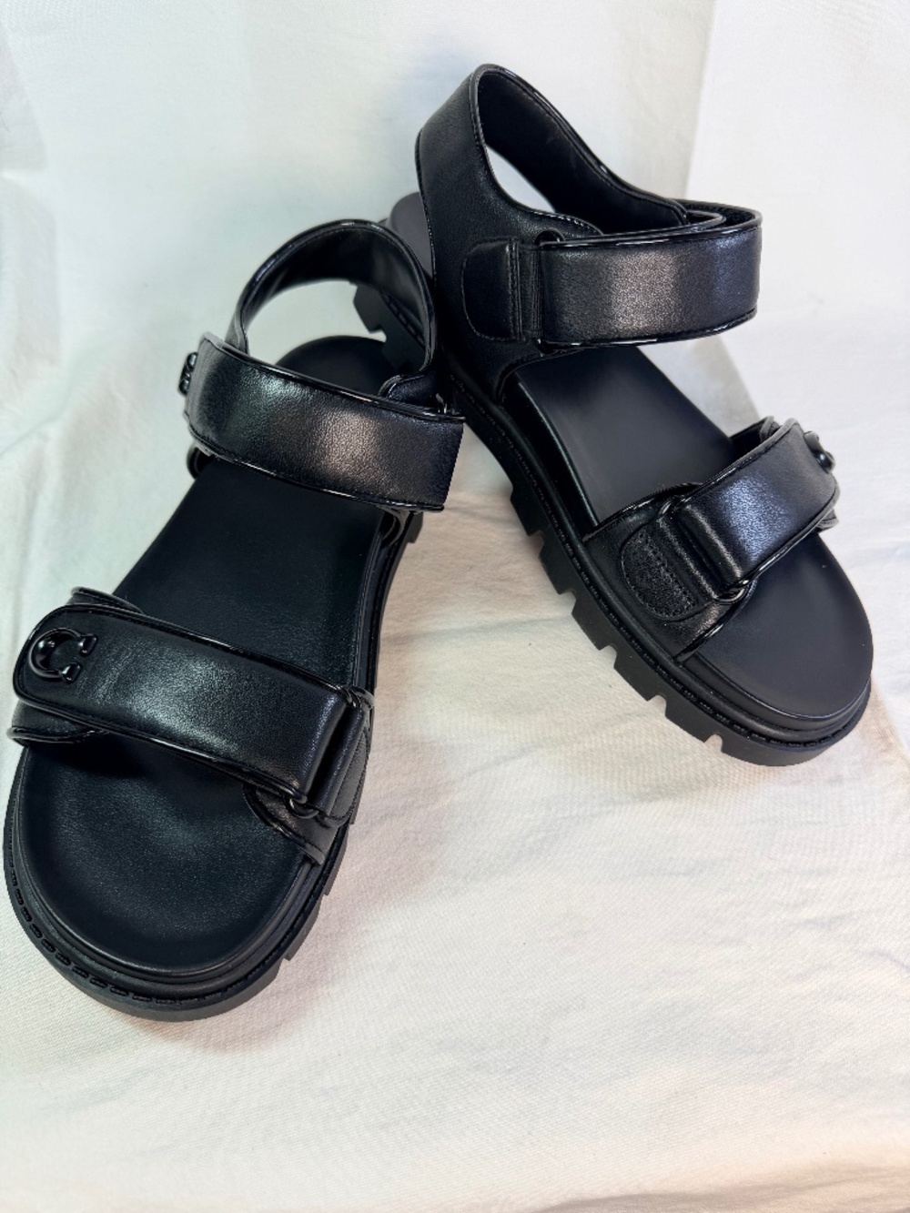 Coach Brynn Sandals Black Leather Size 8 B